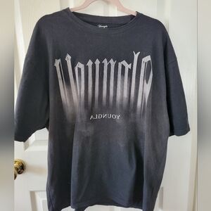 YoungLA Monochrome Inverted Logo Distressed Graphic Tee